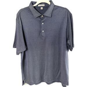 Peter Millar Mens Short Sleeve Blue Striped Polo Shirt Size Large Golf